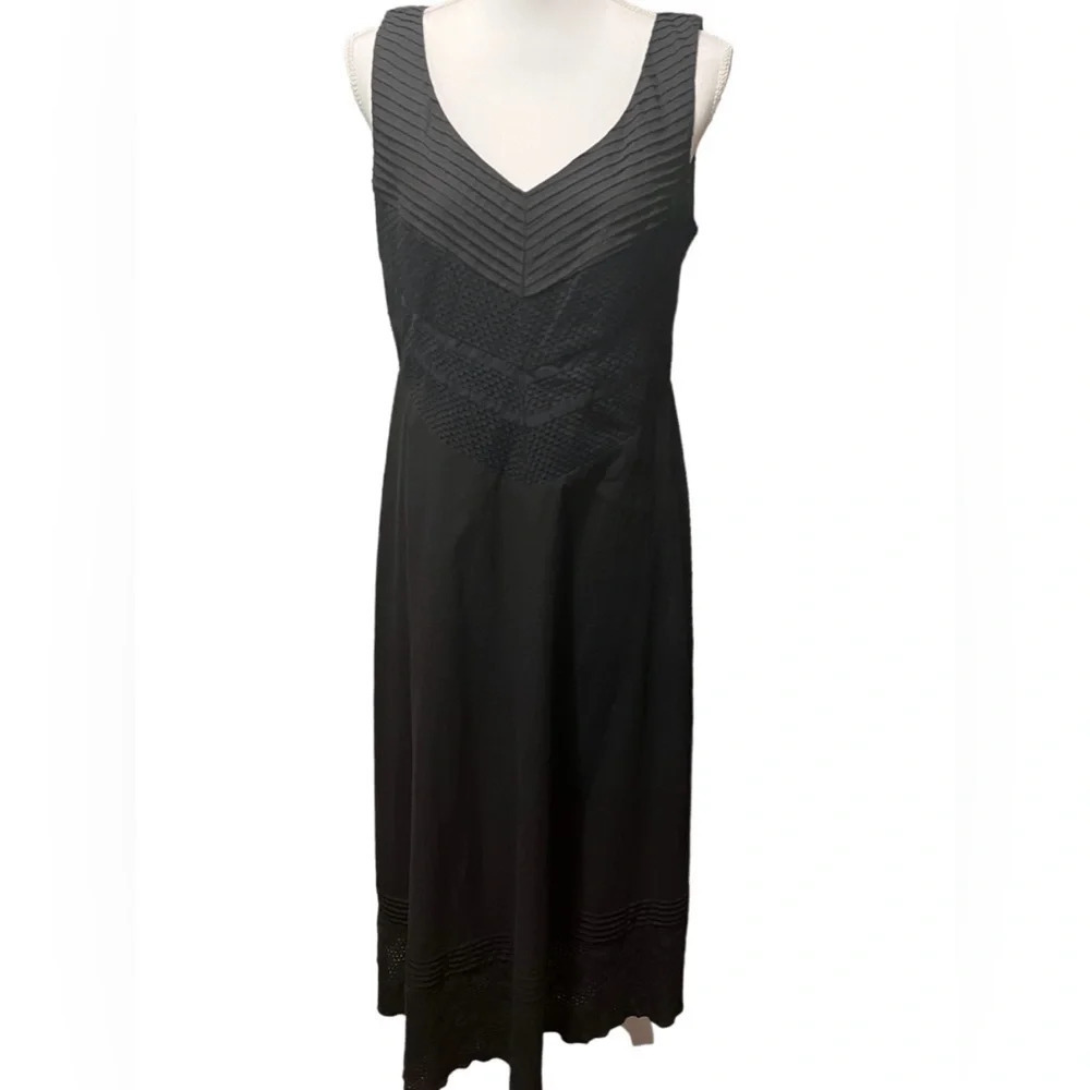 Spenser Jeremy Black Cotton Midi Dress With Lace Detail 100% Cotton Size 10